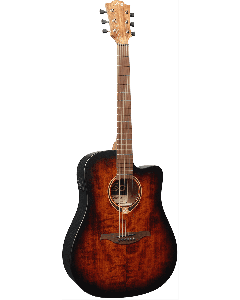 LAG Tramontane 70 T70DCE-B&B Dreadnought cutaway electro-akoestische gitaar Black & Brown
