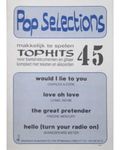 Pop Selections 45 Tophits voor toets en gitaar