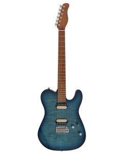 Sire T7FM/TBL elektrische gitaar t-style met gevlamde esdoorntop transparant blauw