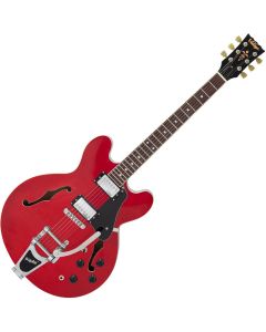 Vintage Semi-Acoustic Guitar incl  Bigsby - Cherry Red