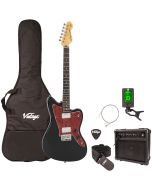 Vintage V50 Coaster Electric Guitar Pack - Gloss Black
